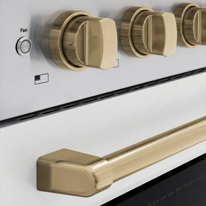 ZLINE Autograph Edition 30 in. 4.2 cu. ft. Paramount Induction Range with 4 Element Cooktop and Electric Convection Oven in Stainless Steel with White Matte Door and Champagne Bronze Accents (SINRZ-WM-30-CB)