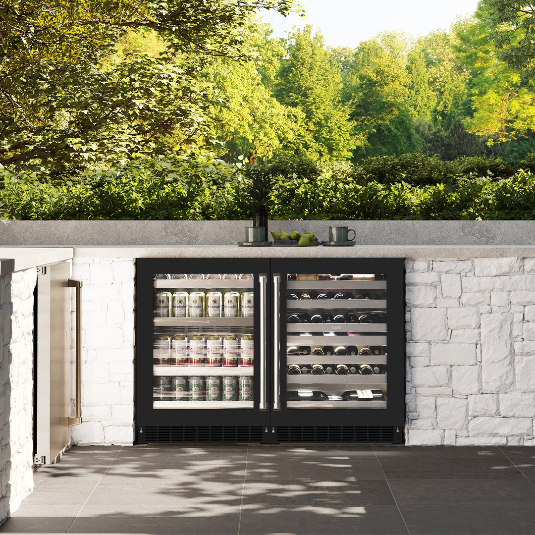 ZLINE 24" Touchstone Dual Zone 44 Bottle Wine Cooler with Black Matte Glass Door, RWDO-BLM-24