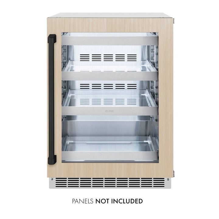 ZLINE Autograph 24" Touchstone 151 Can Beverage Fridge with Panel Ready Glass Door and Matte Black Handle,  RBSPOZ-24-MB