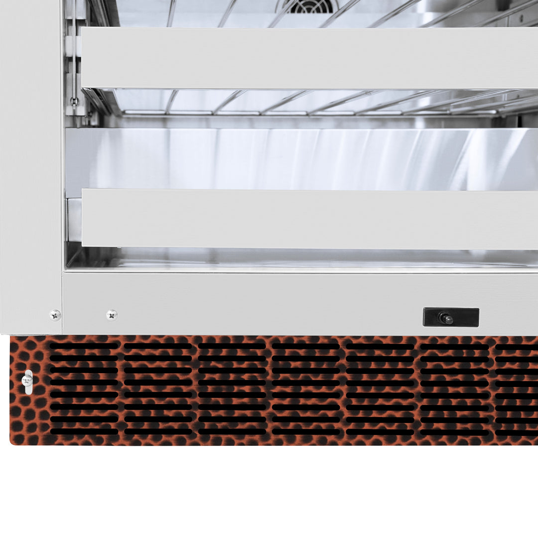 ZLINE 24 in. Touchstone Dual Zone 44 Bottle Wine Cooler with Hand Hammered Copper Glass Door (RWDO-HH-24)