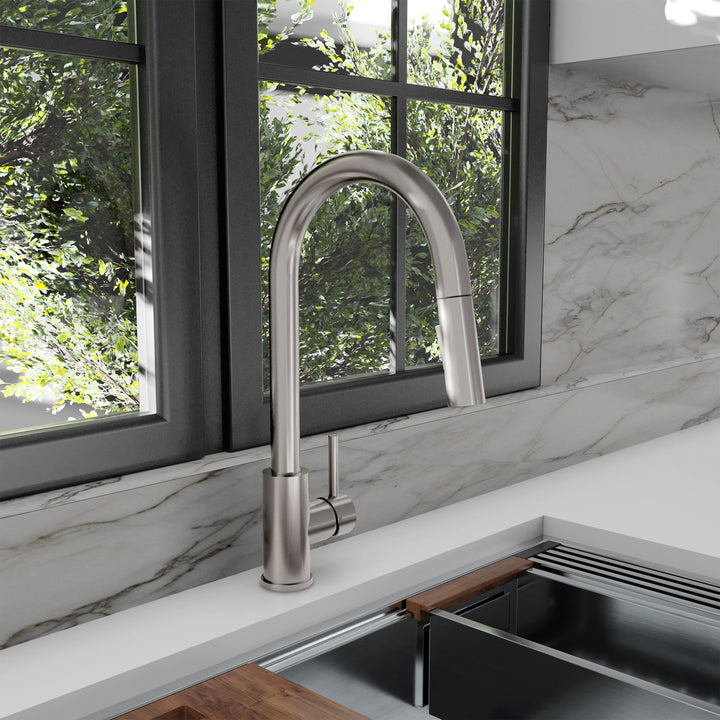 ZLINE Palisades Pull Down Single Handle Kitchen Faucet in Brushed Nickel (RBCN1-KF-BN)