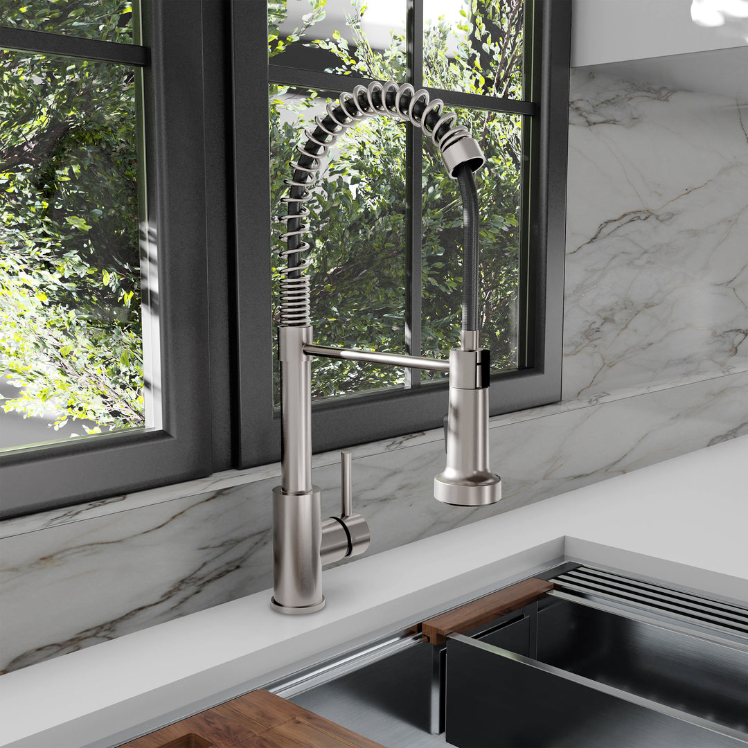 ZLINE Palisades Pull Down Spring Spray Wand Kitchen Faucet in Brushed Nickel (RBCN2-KF-BN)