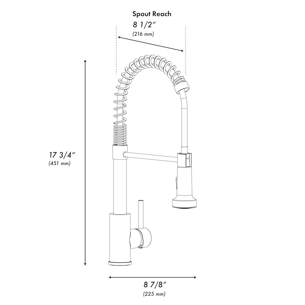 ZLINE Palisades Pull Down Spring Spray Wand Kitchen Faucet in Matte Black (RBCN2-KF-MB)