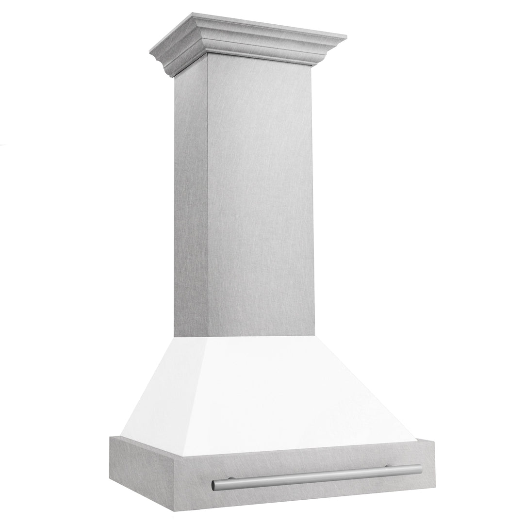 ZLINE 30" Fingerprint Resistant Stainless Steel Range Hood with White Matte Shell (8654SNX-WM30)