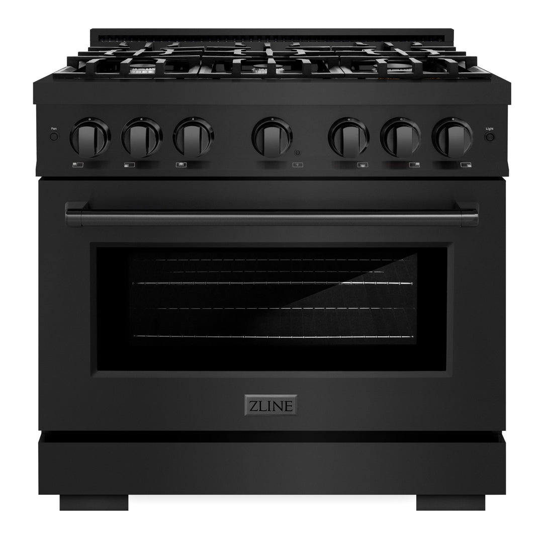 ZLINE 36" 5.2 cu. ft. Select Gas Range with 6 Burners in Black Stainless Steel, HGRB-36