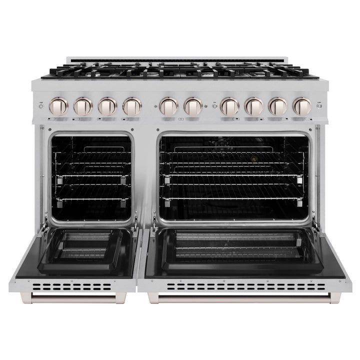 ZLINE 48" 6.7 cu. ft. Select Double Oven Dual Fuel Range with 8 Burners in DuraSnow® Stainless Steel, HDRS-48