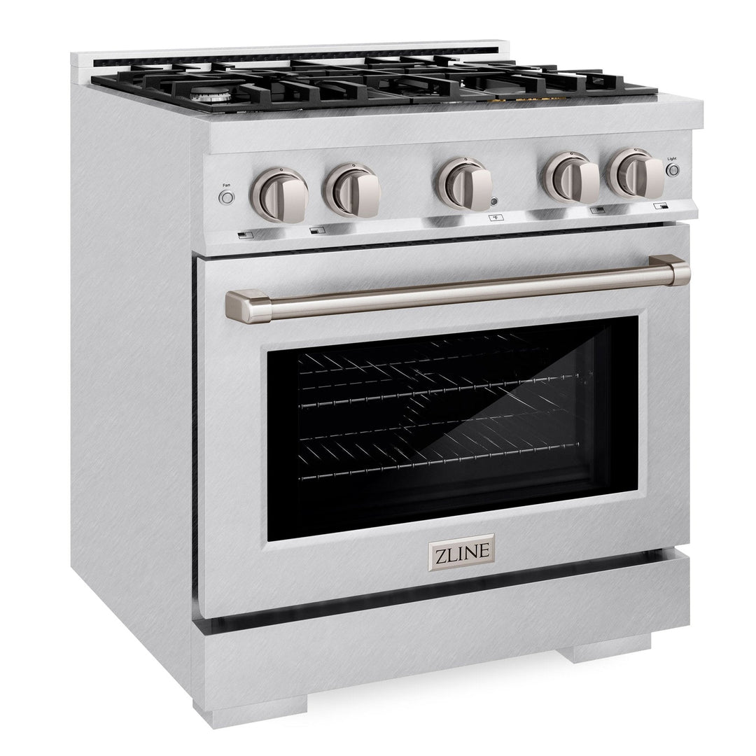 ZLINE 30" 4.2 cu. ft. Select Gas Range with 4 Burners in DuraSnow® Stainless Steel, HGRS-30