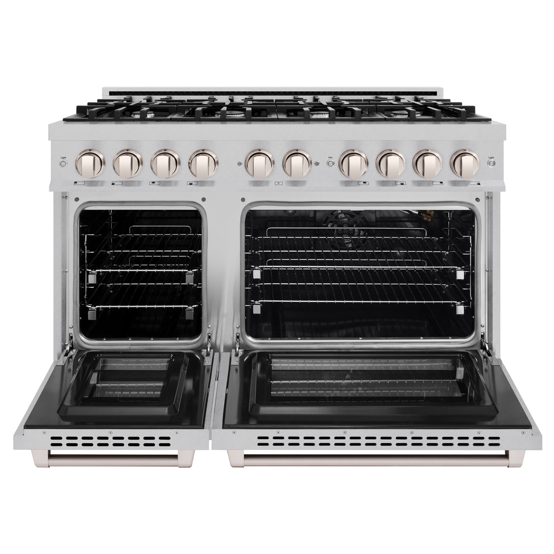 ZLINE 48" 6.7 cu. ft. Select Double Oven Gas Range with 8 Burners in DuraSnow® Stainless Steel, HGRS-48