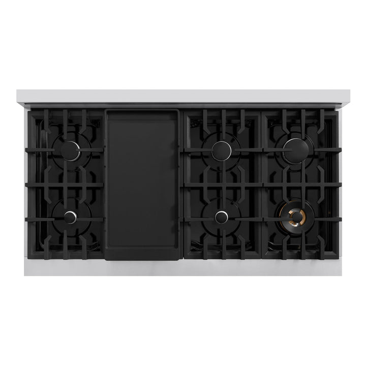 ZLINE 48" 6.7 cu. ft. Select Double Oven Dual Fuel Range with 8 Burners in Stainless Steel with Black Matte Doors, HDR-BLM-48