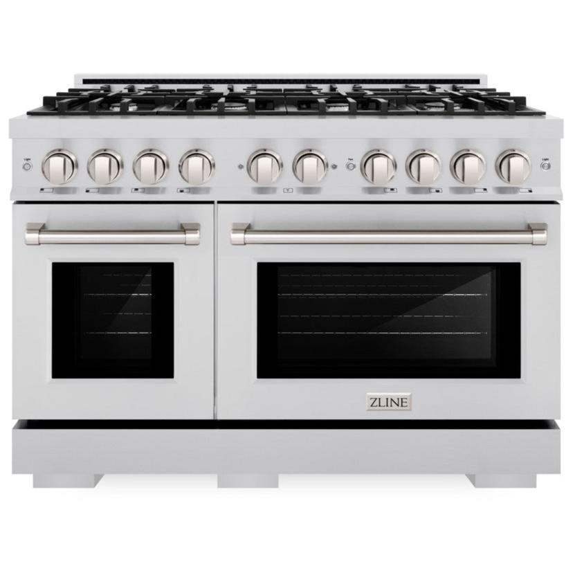 ZLINE 48" 6.7 cu. ft. Select Double Oven Dual Fuel Range with 8 Burners in Stainless Steel, HDR48