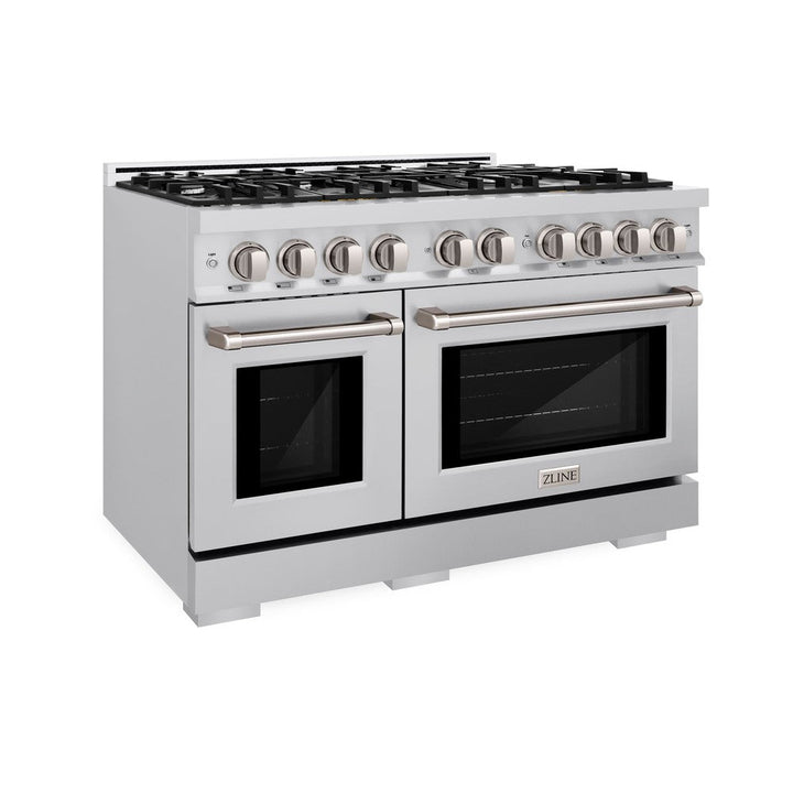 ZLINE 48" 6.7 cu. ft. Select Double Oven Dual Fuel Range with 8 Burners in Stainless Steel, HDR48