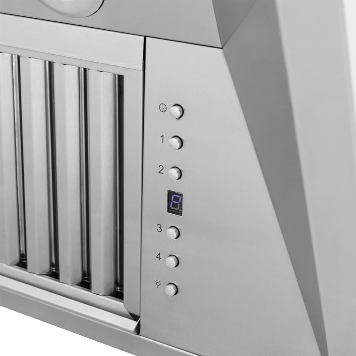 36 in. ZLINE CrownSoundâ„¢ Ducted Vent Island Mount Range Hood in Stainless Steel with Built-in Bluetooth Speakers (597iCRN-BT-36)