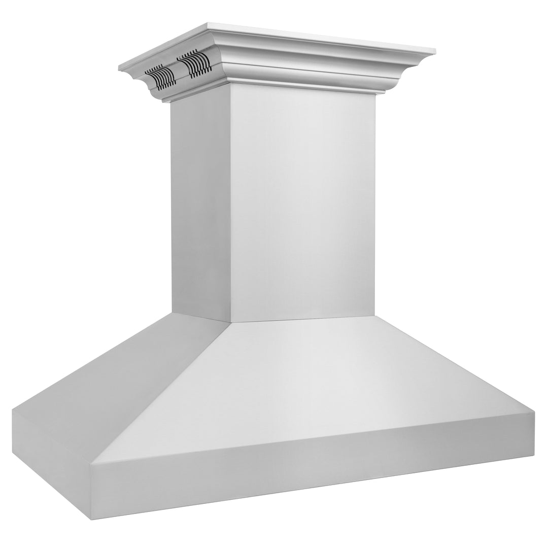 36 in. ZLINE CrownSoundâ„¢ Ducted Vent Island Mount Range Hood in Stainless Steel with Built-in Bluetooth Speakers (597iCRN-BT-36)