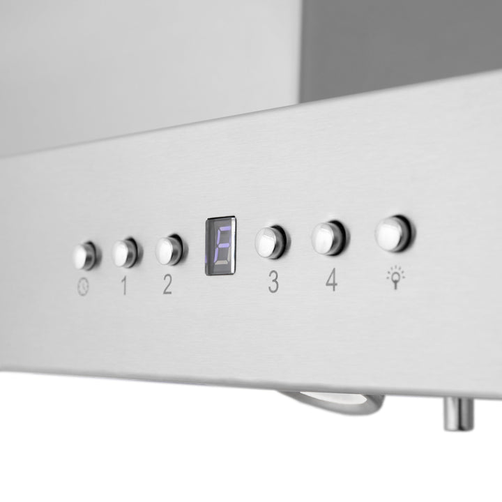 48" ZLINE CrownSoundâ„¢Ducted Vent Island Mount Range Hood in Stainless Steel with Built-in Bluetooth Speakers (KE2iCRN-BT-48)
