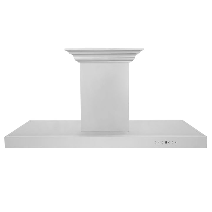 48" ZLINE CrownSoundâ„¢Ducted Vent Island Mount Range Hood in Stainless Steel with Built-in Bluetooth Speakers (KE2iCRN-BT-48)