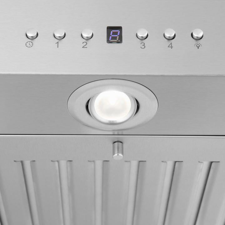 48" ZLINE CrownSoundâ„¢Ducted Vent Island Mount Range Hood in Stainless Steel with Built-in Bluetooth Speakers (KE2iCRN-BT-48)