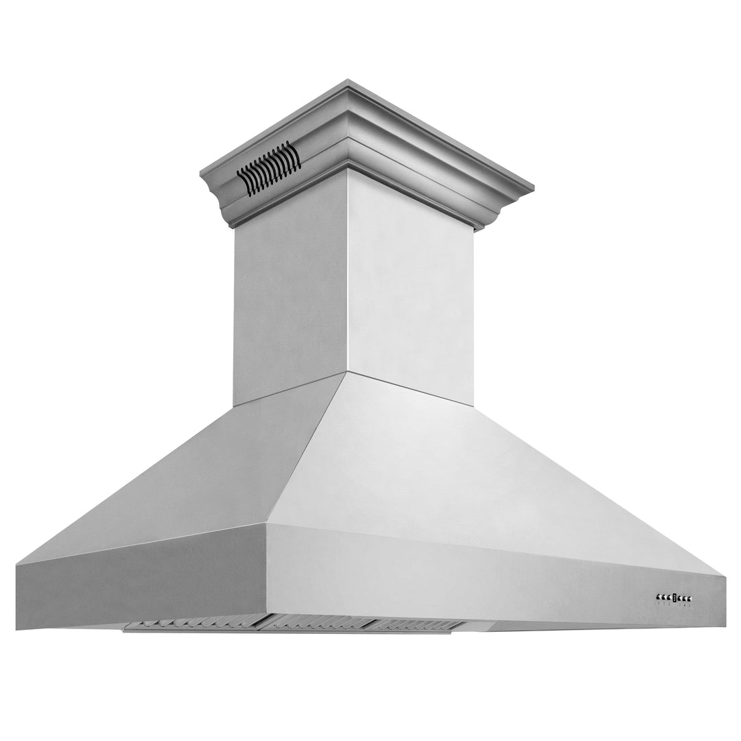 48" ZLINE CrownSoundâ„¢Ducted Vent Wall Mount Range Hood in Stainless Steel with Built-in Bluetooth Speakers (667CRN-BT-48)