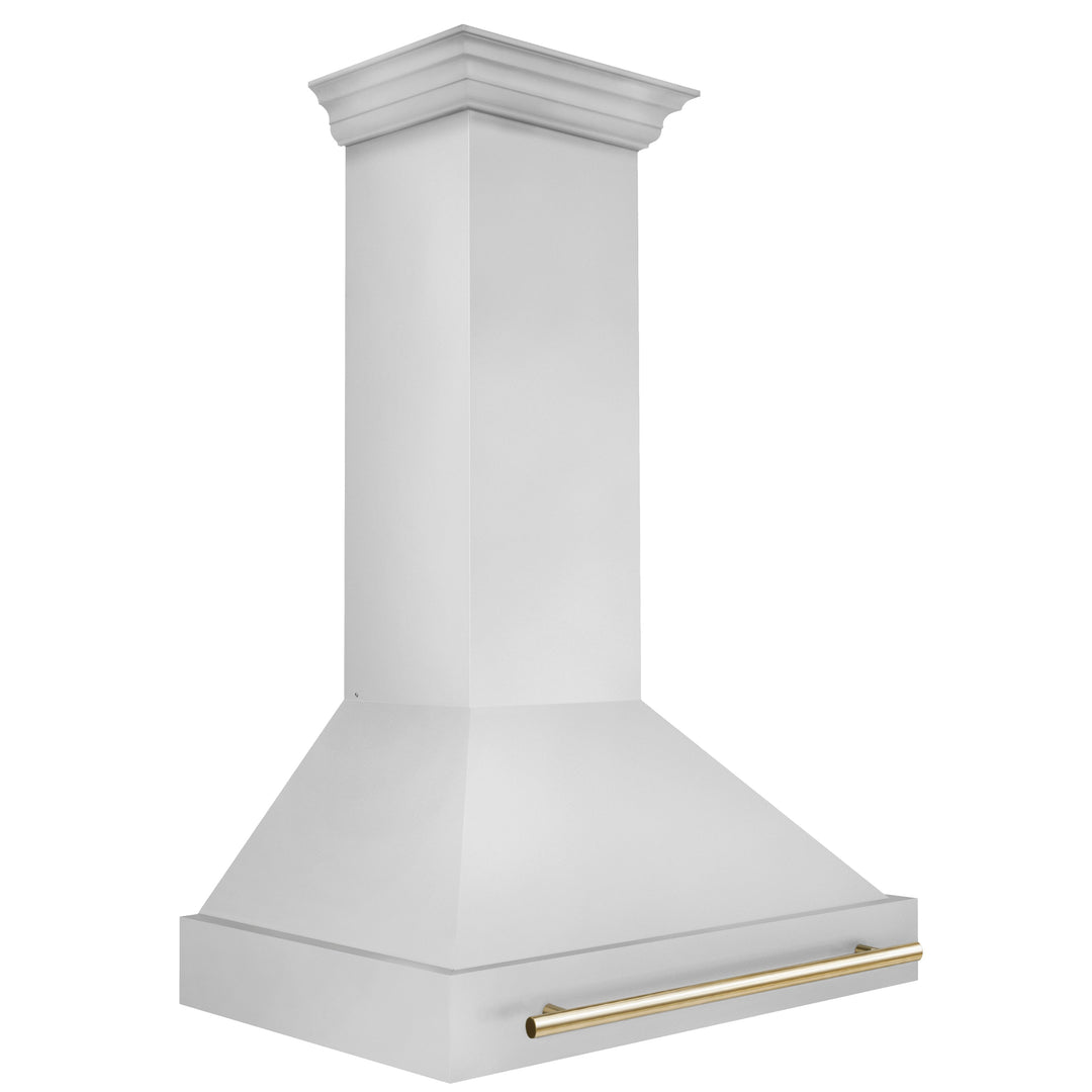 ZLINE Autograph Edition 36 in. Stainless Steel Range Hood with Stainless Steel Shell and Polished Gold Handle (8654STZ-36-G)
