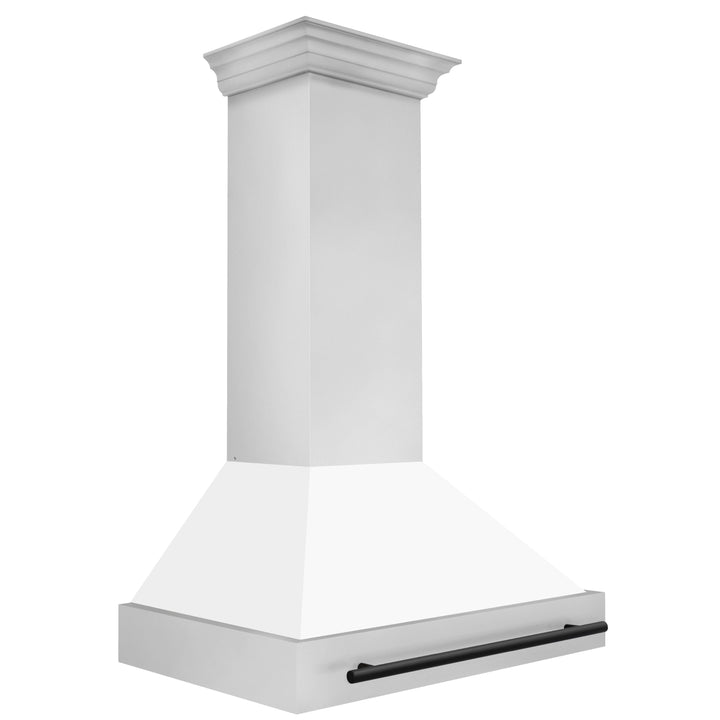 ZLINE Autograph Edition 36 in. Stainless Steel Range Hood with White Matte Shell and Matte Black Handle (8654STZ-WM36-MB)