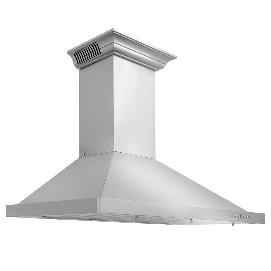 36" ZLINE CrownSoundâ„¢Ducted Vent Wall Mount Range Hood in Stainless Steel with Built-in Bluetooth Speakers (KBCRN-BT-36)