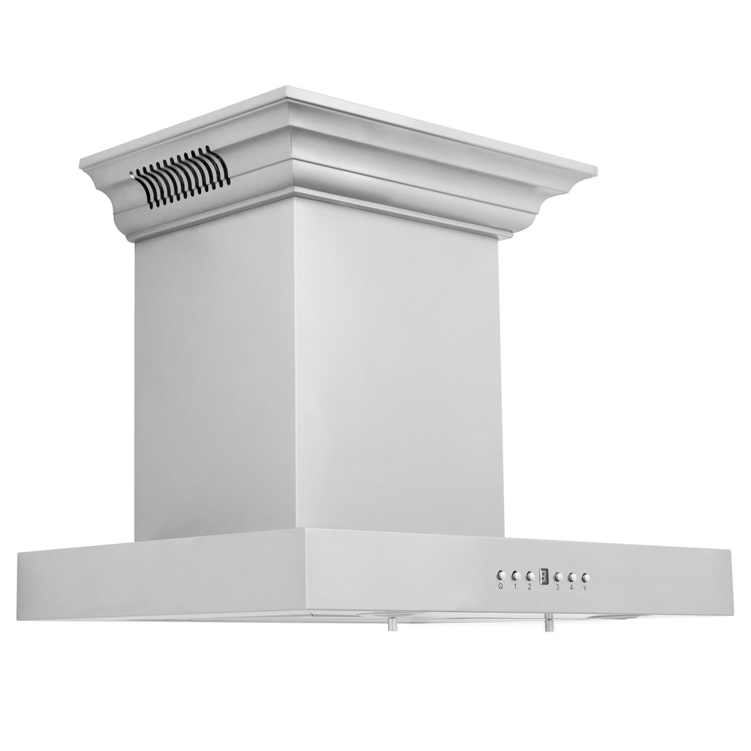 24" ZLINE CrownSoundâ„¢Ducted Vent Wall Mount Range Hood in Stainless Steel with Built-in Bluetooth Speakers (KECRN-BT-24)