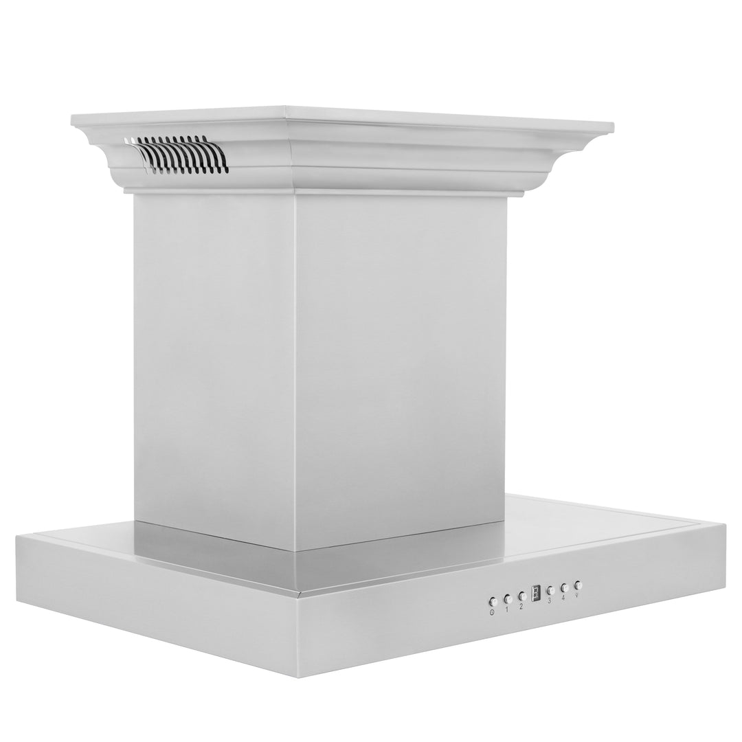 24" ZLINE CrownSoundâ„¢Ducted Vent Wall Mount Range Hood in Stainless Steel with Built-in Bluetooth Speakers (KECRN-BT-24)