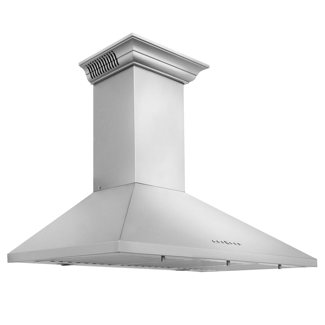36" ZLINE CrownSoundâ„¢Ducted Vent Wall Mount Range Hood in Stainless Steel with Built-in Bluetooth Speakers (KL2CRN-BT-36)