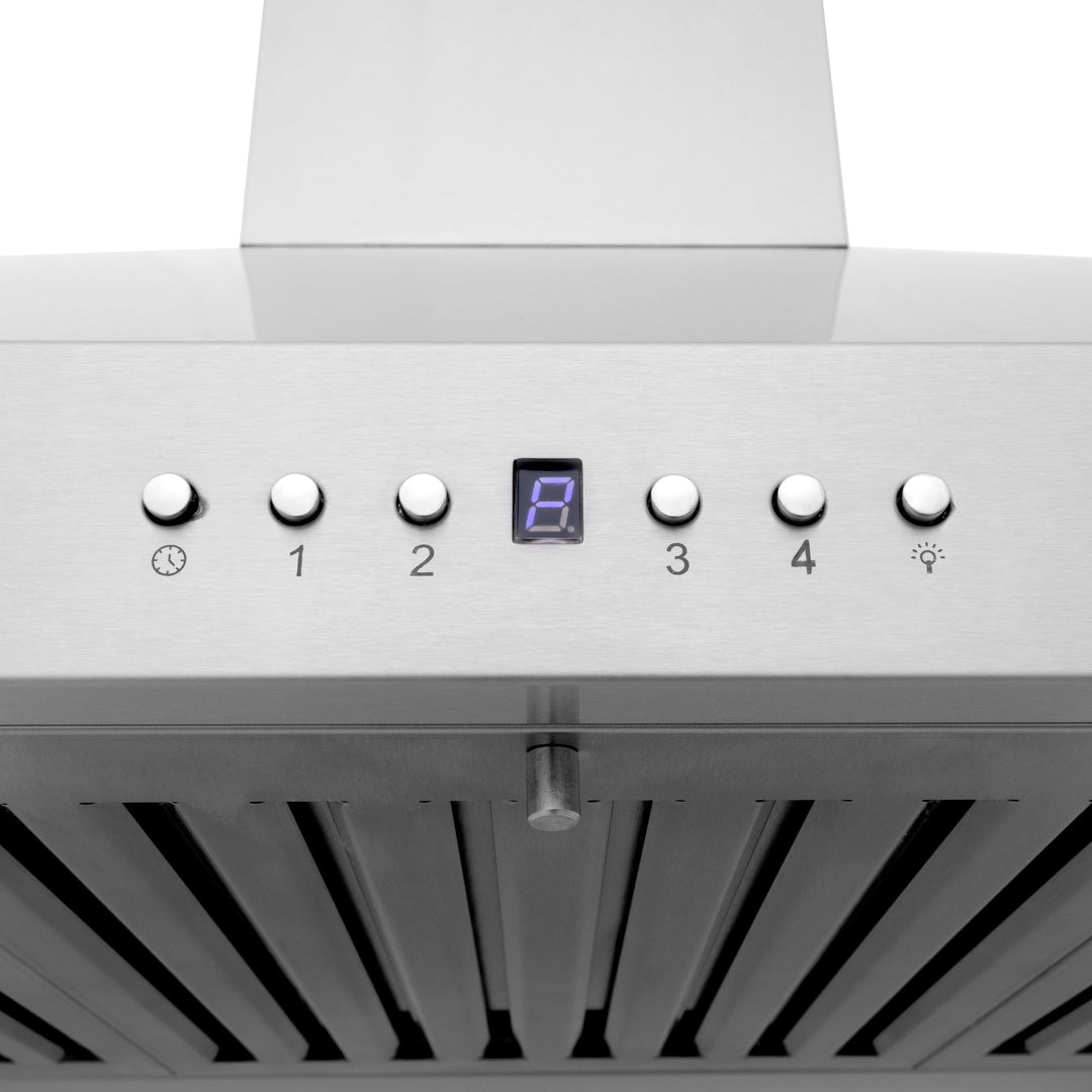 36" ZLINE CrownSoundâ„¢Ducted Vent Wall Mount Range Hood in Stainless Steel with Built-in Bluetooth Speakers (KL3CRN-BT-36)