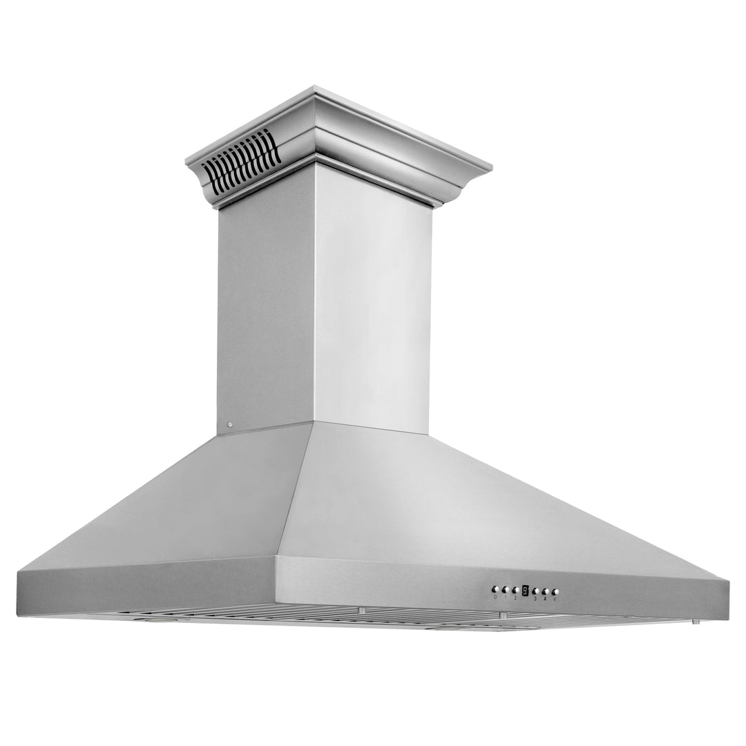 36" ZLINE CrownSoundâ„¢Ducted Vent Wall Mount Range Hood in Stainless Steel with Built-in Bluetooth Speakers (KL3CRN-BT-36)