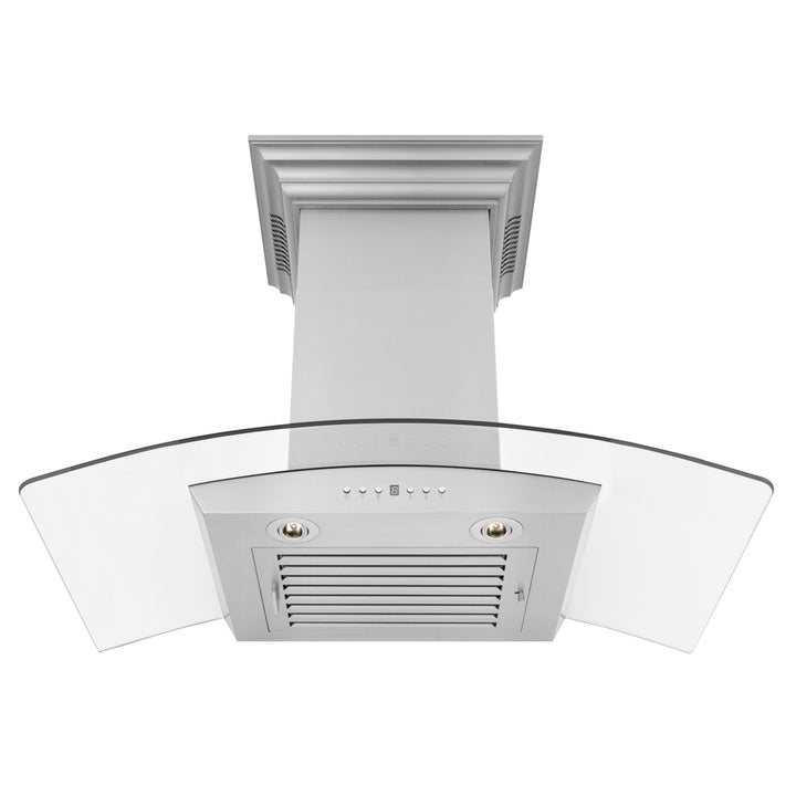 36" ZLINE CrownSoundâ„¢Ducted Vent Wall Mount Range Hood in Stainless Steel with Built-in Bluetooth Speakers (KZCRN-BT-36)