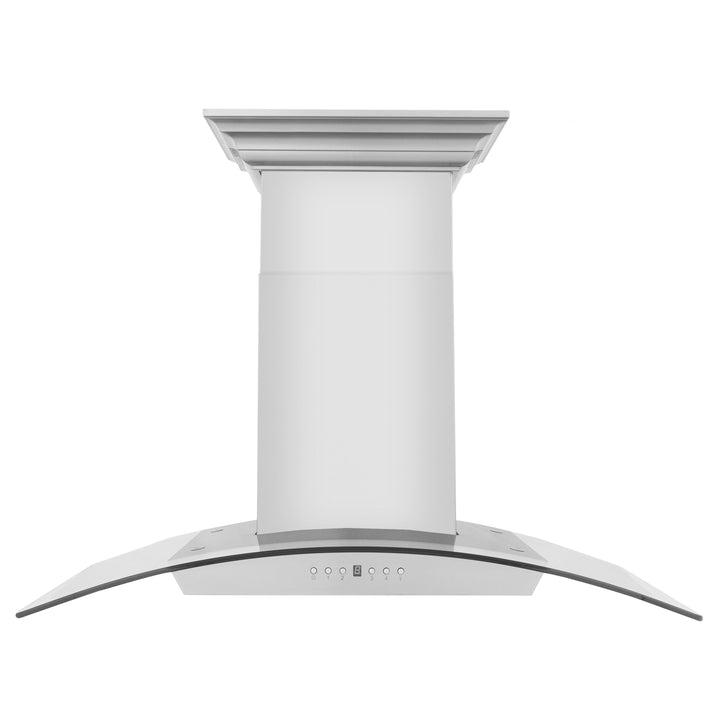 36" ZLINE CrownSoundâ„¢Ducted Vent Wall Mount Range Hood in Stainless Steel with Built-in Bluetooth Speakers (KZCRN-BT-36)