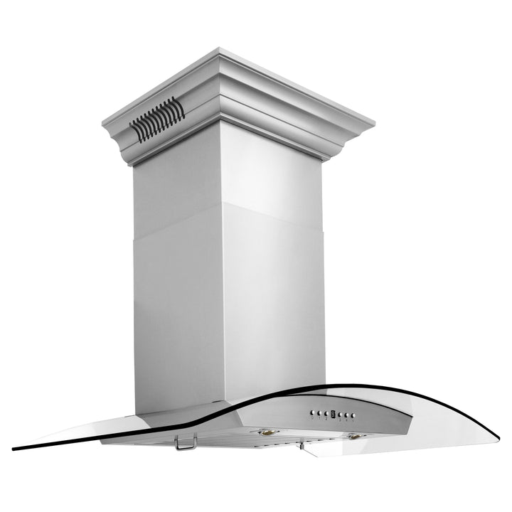 36" ZLINE CrownSoundâ„¢Ducted Vent Wall Mount Range Hood in Stainless Steel with Built-in Bluetooth Speakers (KZCRN-BT-36)
