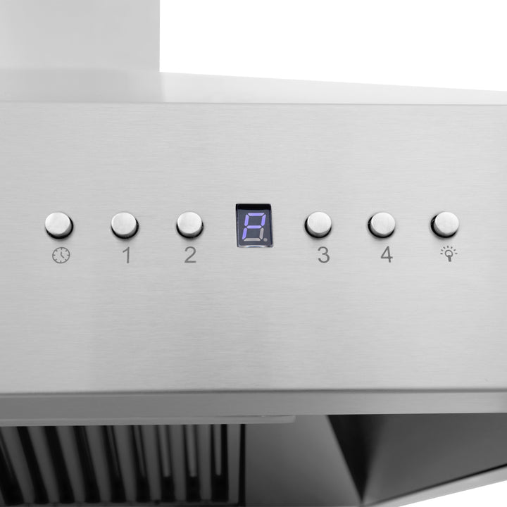 36" ZLINE CrownSoundâ„¢Ducted Vent Wall Mount Range Hood in Stainless Steel with Built-in Bluetooth Speakers (697CRN-BT-36)