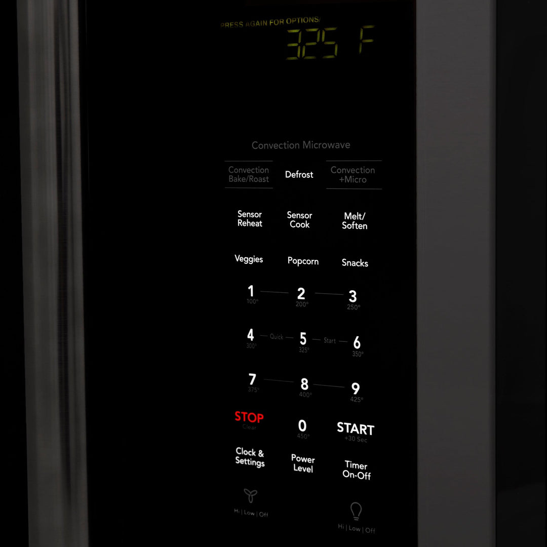 ZLINE 1.5 cu. ft. Over the Range Convection Microwave Oven in Black Stainless Steel with Modern Handle and Sensor Cooking (MWO-OTR-30-BS)