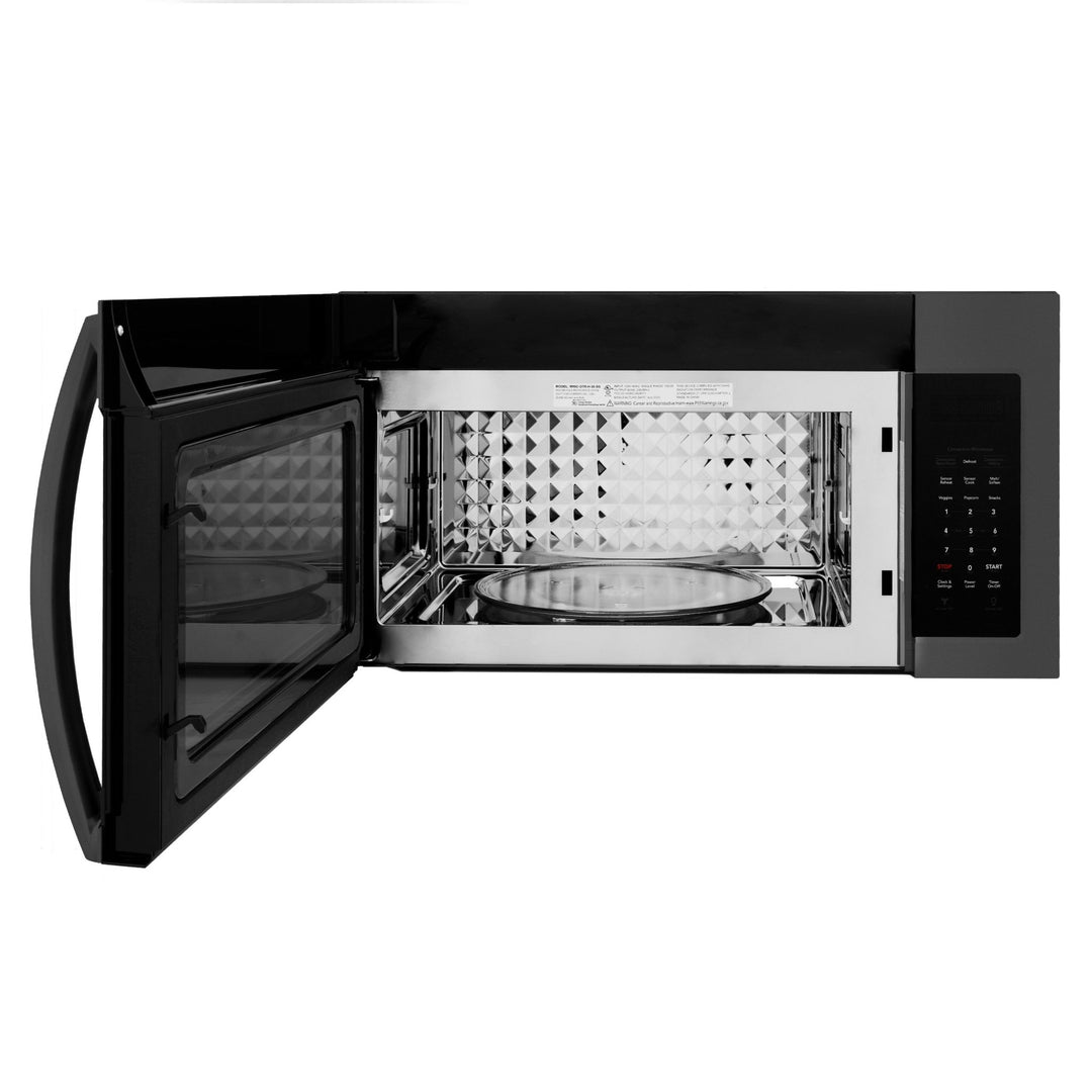 ZLINE 1.5 cu. ft. Over the Range Convection Microwave Oven in Black Stainless Steel with Modern Handle and Sensor Cooking (MWO-OTR-30-BS)