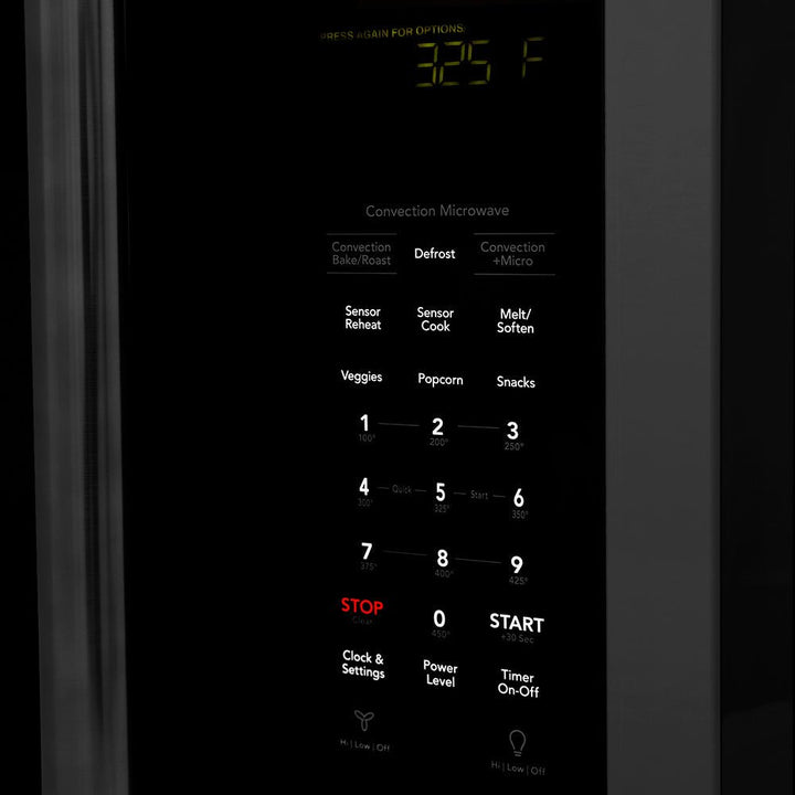 ZLINE 1.5 cu. ft. Over the Range Convection Microwave Oven in Black Stainless Steel with Traditional Handle and Sensor Cooking (MWO-OTR-H-30-BS)