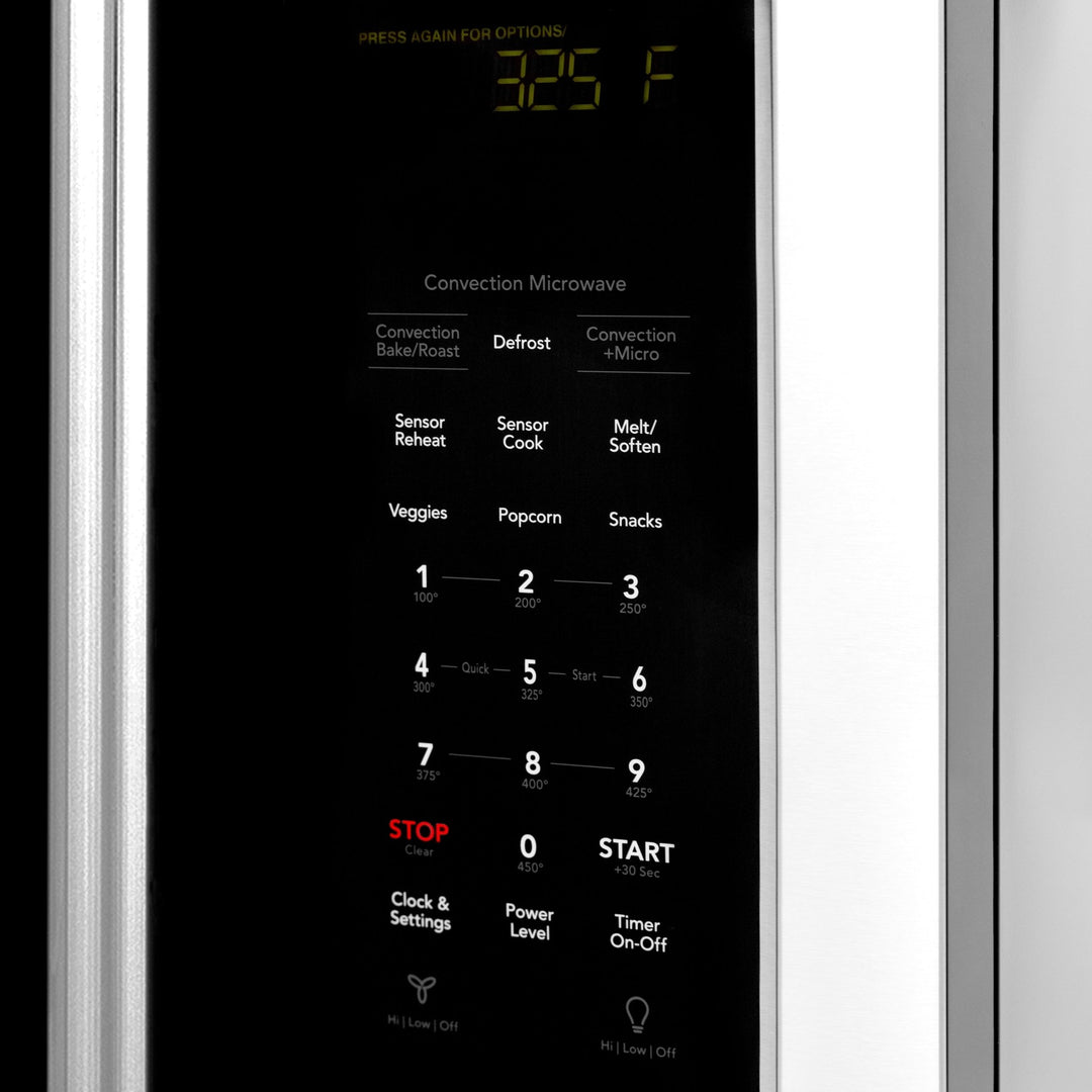 ZLINE 1.5 cu. ft. Over the Range Convection Microwave Oven in Stainless Steel with Traditional Handle and Sensor Cooking (MWO-OTR-H-30)