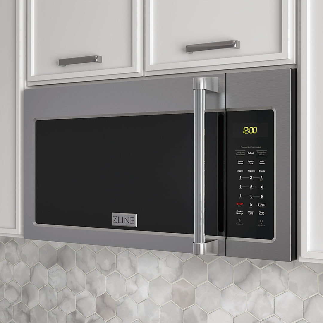 ZLINE 1.5 cu. ft. Over the Range Convection Microwave Oven in Stainless Steel with Traditional Handle and Sensor Cooking (MWO-OTR-H-30)