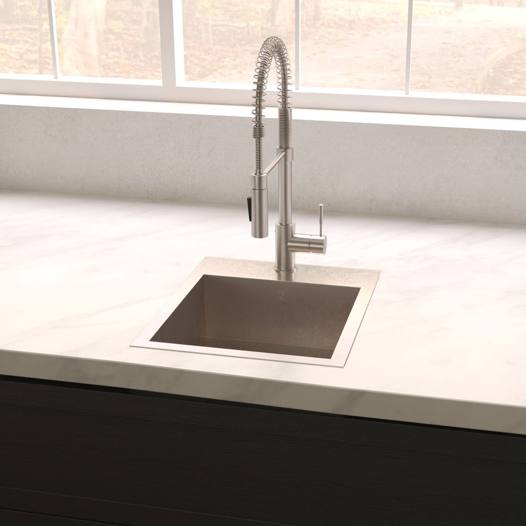 ZLINE 15 in. Donner Topmount Single Bowl Bar Kitchen Sink in Stainless Steel (STS-15)