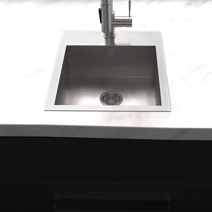 ZLINE 15 in. Donner Topmount Single Bowl Satin Stainless Steel Bar Kitchen Sink (STS-15S)