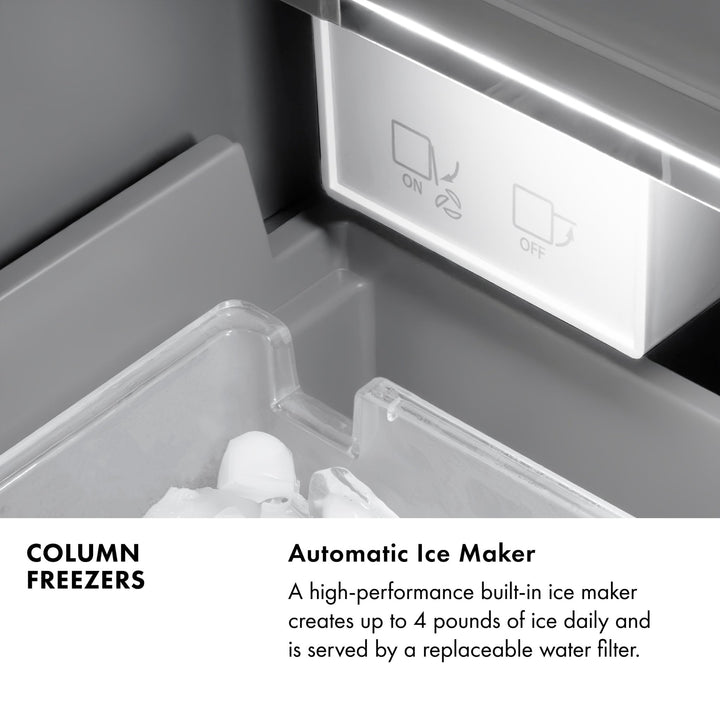 ZLINE 18 in. 8.6 cu. ft. Left Hinge Column Freezer in Satin Stainless Steel with Graphite Gray Interior (RCFVL-SN-18)