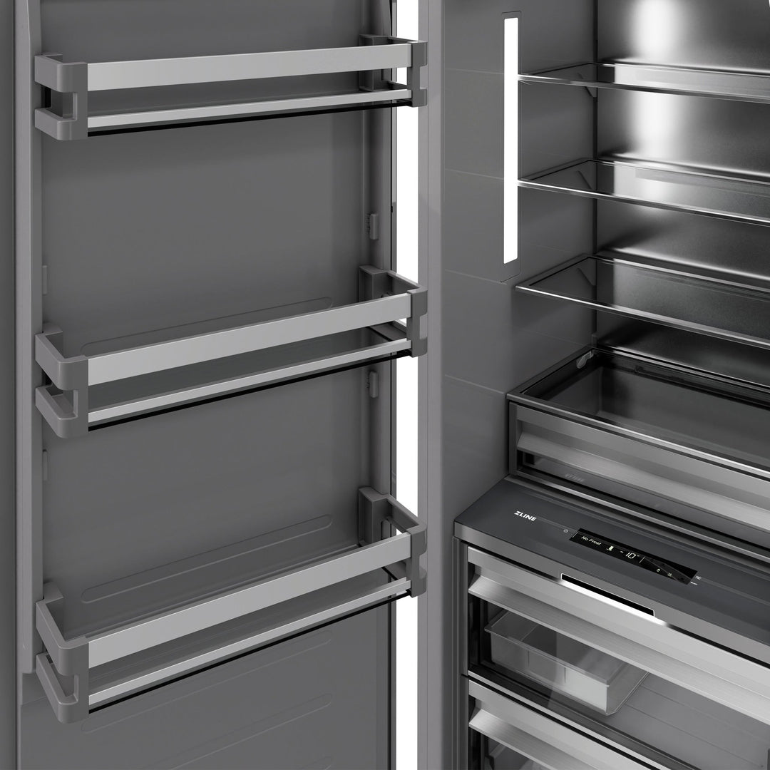 ZLINE 18 in. 8.6 cu. ft. Left Hinge Column Freezer in White Matte with Graphite Gray Interior (RCFVL-WM-18)