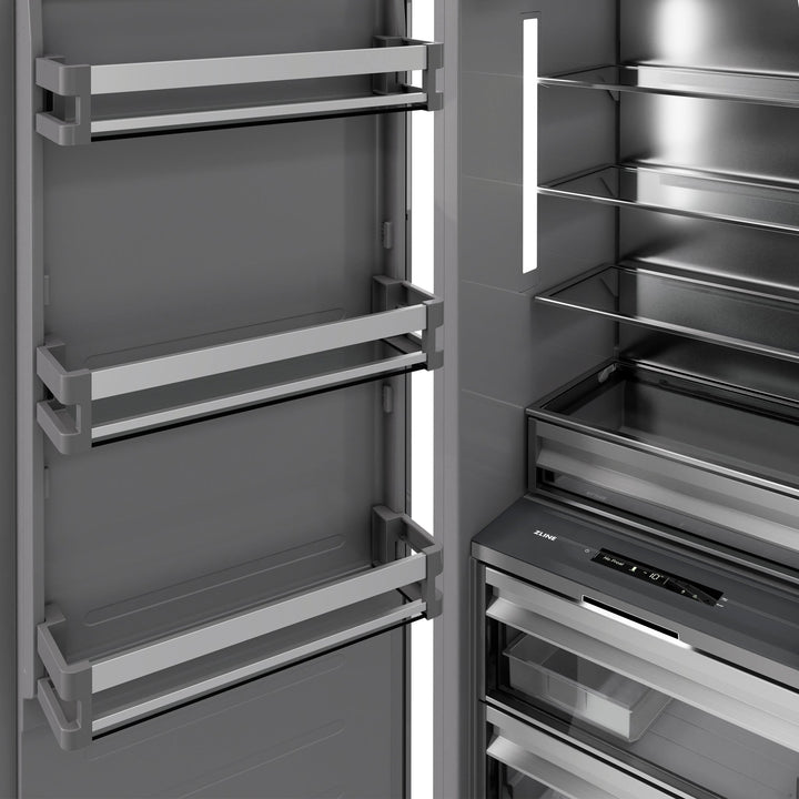 ZLINE 18 in. 8.6 cu. ft. Left Hinge Column Freezer in White Matte with Graphite Gray Interior (RCFVL-WM-18)