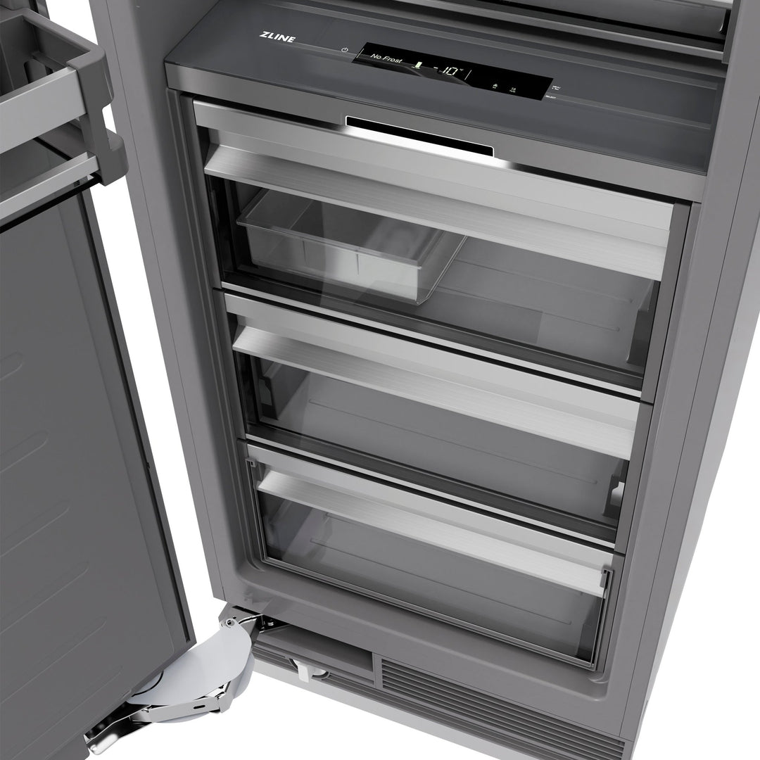 ZLINE 18 in. 8.6 cu. ft. Left Hinge Column Freezer in White Matte with Graphite Gray Interior (RCFVL-WM-18)
