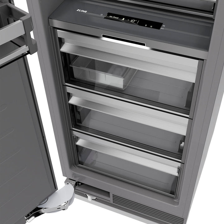 ZLINE 18 in. 8.6 cu. ft. Right Hinge Column Freezer in White Matte with Graphite Gray Interior (RCFVR-WM-18)