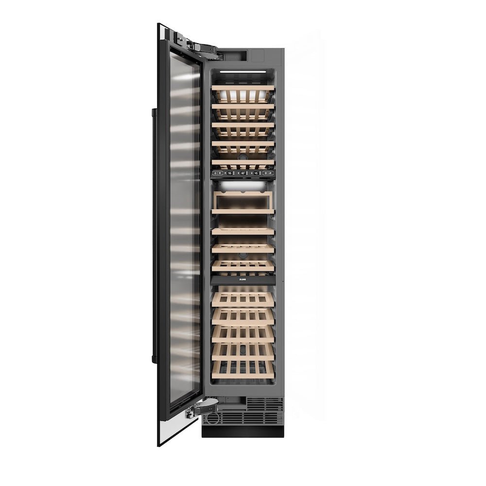 ZLINE 18 in. 9.0 cu. ft. Triple Zone 68 Bottle Left Hinge Column Wine Cooler in Black Stainless Steel (RCWVL-BS-18)