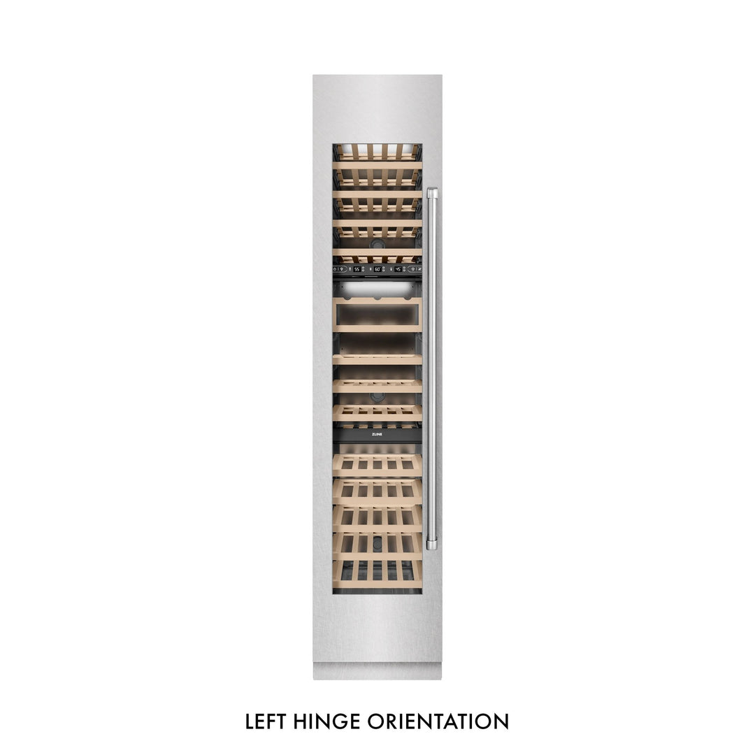 ZLINE 18 in. 9.0 cu. ft. Triple Zone 68 Bottle Left Hinge Column Wine Cooler in Satin Stainless Steel (RCWVL-SN-18)