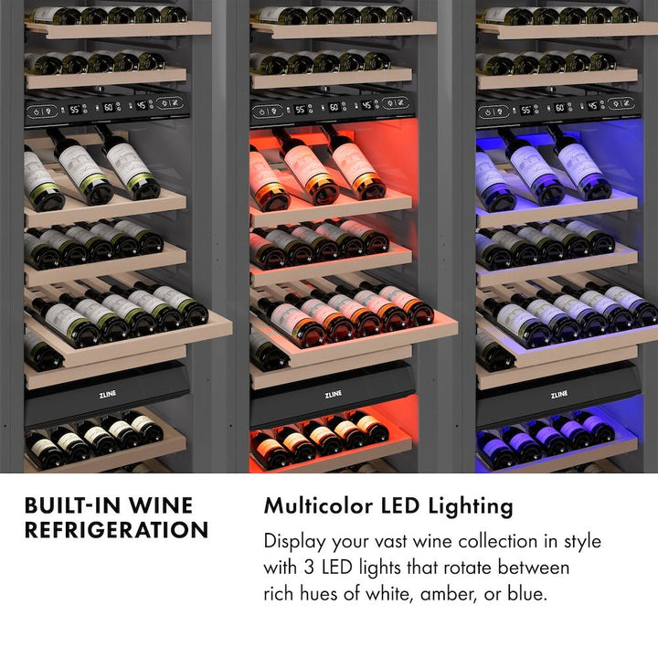ZLINE 18 in. 9.0 cu. ft. Triple Zone 68 Bottle Left Hinge Column Wine Cooler in Stainless Steel (RCWVL-304-18)