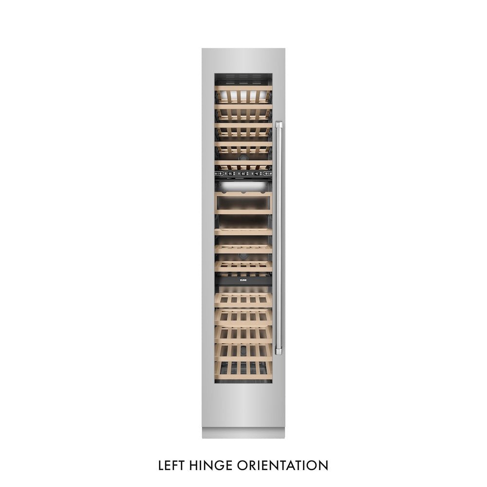 ZLINE 18 in. 9.0 cu. ft. Triple Zone 68 Bottle Left Hinge Column Wine Cooler in Stainless Steel (RCWVL-304-18)