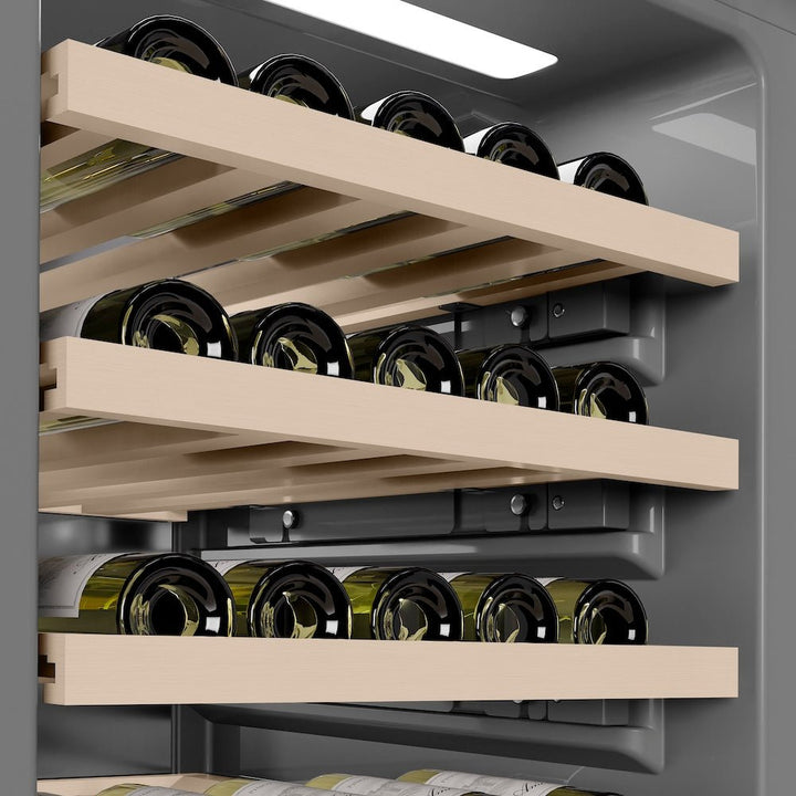 ZLINE 18 in. 9.0 cu. ft. Triple Zone 68 Bottle Left Hinge Column Wine Cooler in White Matte (RCWVL-WM-18)